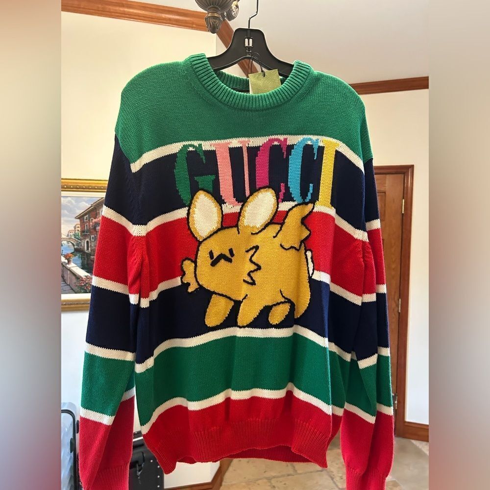Men’s Gucci cotton/wool Cable knit sweater size large made in Italy NWT